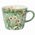 GIZELA GRAHAM STONEWARE MUG GREEN WILD DAISY