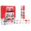 CHRISTMAS CRACKERS 10 SCANDI TREE & REINDEER RED