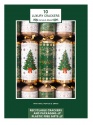 CHRISTMAS CRACKERS 10 LUXURY TREE & WREATH GREEN AND WHITE