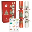 CHRISTMAS CRACKERS 8 FAMILY RED & WHITE CHRISTMAS TREE AND WREATH