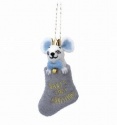 GISELA GRAHAM FELT MOUSE BABY'S FIRST CHRISTMAS BLUE