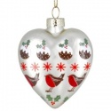 GISELA GRAHAM MATT WHITE GLASS HEART WITH ROBIN, PUDDING & STAR