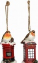 GISELA GRAHAM RESIN ROBIN ON A TELEPHONE BOX