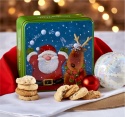 GRANDMA WILD'S EMBOSSED JOLLY SANTA & REINDEER BISCUIT TIN