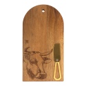 ACACIA CUTTING BOARD WITH COW ENGRAVING WITH KNIFE